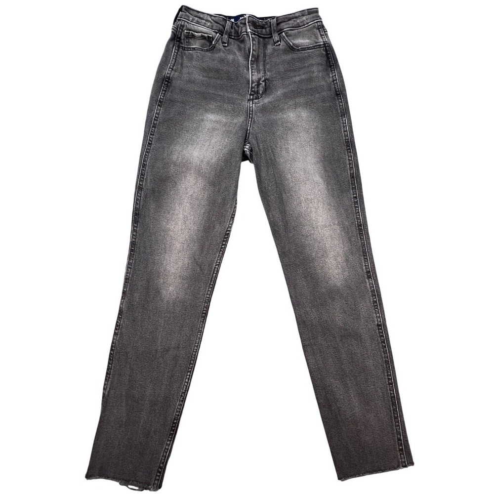 Hollister Black Ultra High-Rise Raw Hem Mom Jeans Women 0R